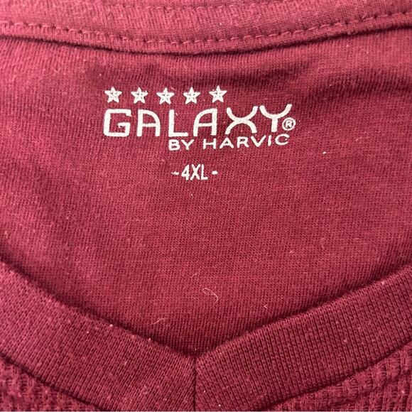 Galaxy by Harvic Burgundy V Neck Long Sleeve Thermal Shirt 4XL - Picture 4 of 5